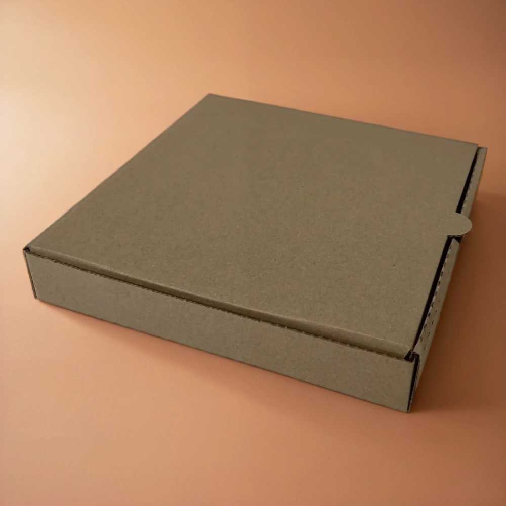 Коробка для Пиццы 25см Бурый, профиль Е с печатью ман.знаки, вн.размеры 250х250х40 мм