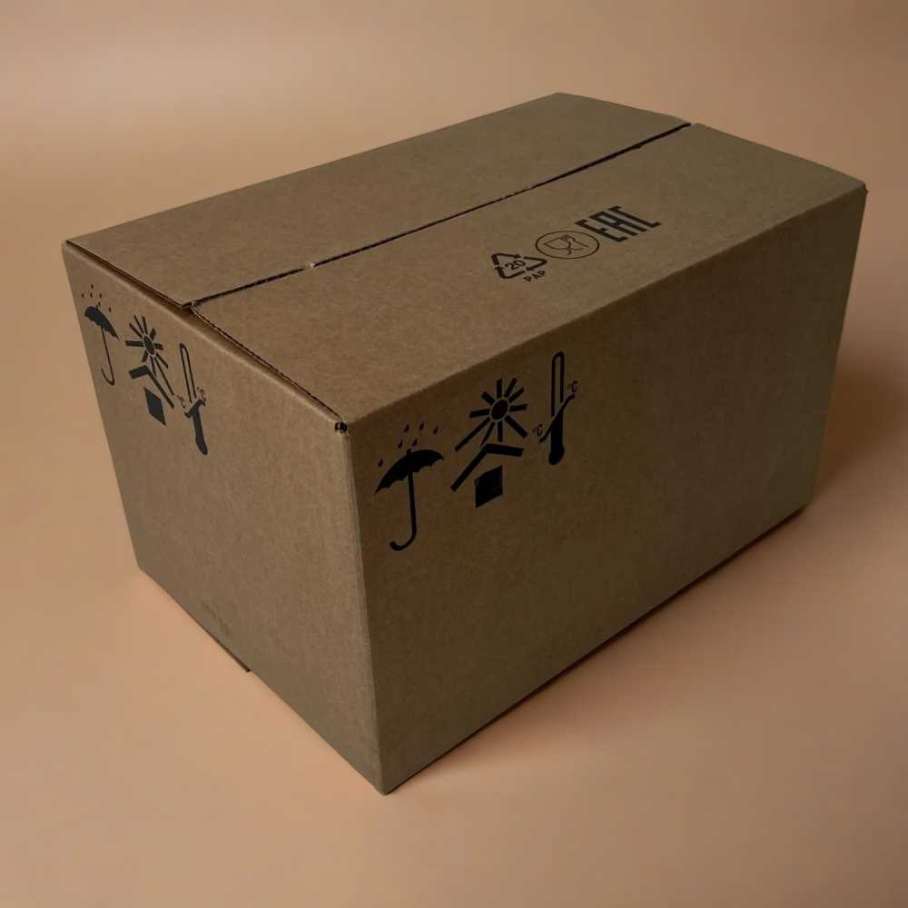 Гофроящик из 100% целлюлоза "228 М" марки Т-27 профиль В, манзнаки, вн.размеры  380х253х228 мм 