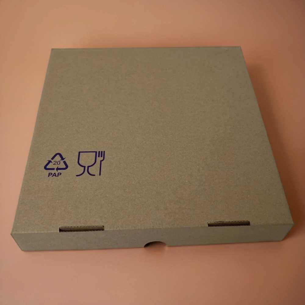 Коробка для Пиццы 32см Бурый, профиль Е с печатью ман.знаки, вн.размеры 320х320х45 мм